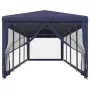 Tenda per Feste con 10 Pareti Laterali in Rete Blu 3x12 m HDPE