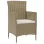 Set da Pranzo da Giardino 9 pz con Cuscini in Polyrattan Beige