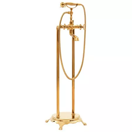 Rubinetteria a Colonna per Vasca Bagno Acciaio Inox 99,5cm Oro