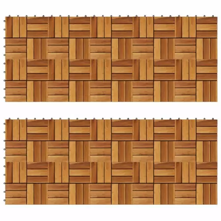 Set 20 Piastrelle in legno di acacia per pavimento 30 x 30 cm