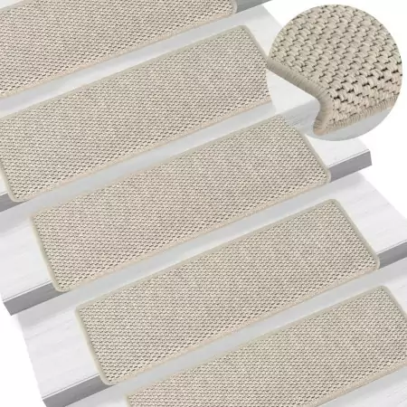 Tappeti Autoadesivi Scale Aspetto Sisal 15 pz 65x25 cm Argento