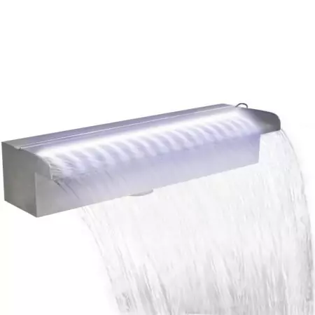 Cascata per Laghetto Rettangolare con LED in Acciaio Inox 45 cm