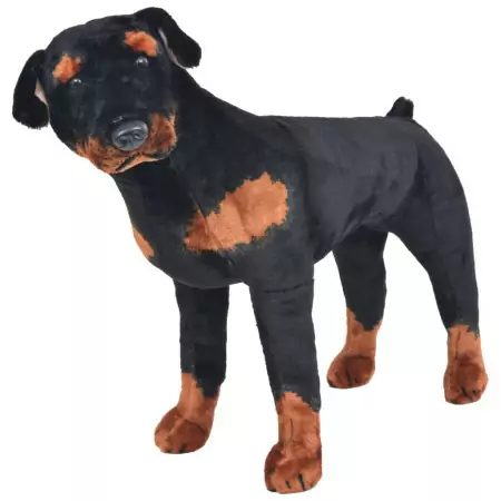 Rottweiler di Peluche Giocattolo Nero e Marrone XXL