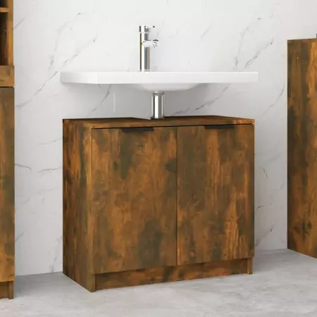 Armadietto Bagno Rovere Fumo 64,5x33,5x59 cm Legno Multistrato