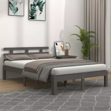 Giroletto Grigio in Legno Massello 150x200 cm 5FT King Size