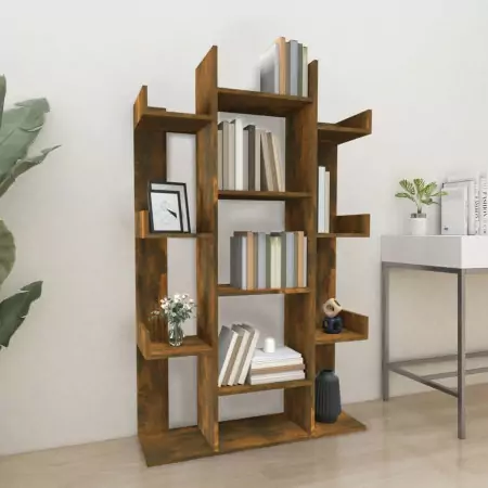 Libreria Rovere Fumo 86x25,5x140 cm in Legno Multistrato