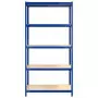 Scaffali a 5 Ripiani 5 pz Blu in Acciaio e Legno Multistrato