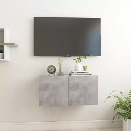 Mobile Porta TV Sospeso Grigio Cemento 60x30x30 cm