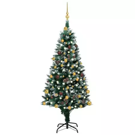 Set Albero Natale Artificiale con LED Palline e Pigne 150 cm