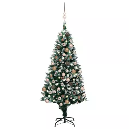 Set Albero Natale Artificiale con LED Palline e Pigne 150 cm