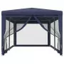 Tenda per Feste con 6 Pareti Laterali in Rete Blu 3x6 m HDPE