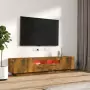 Set Mobili TV 2pz con Luci LED Rovere Fumo in Legno Multistrato