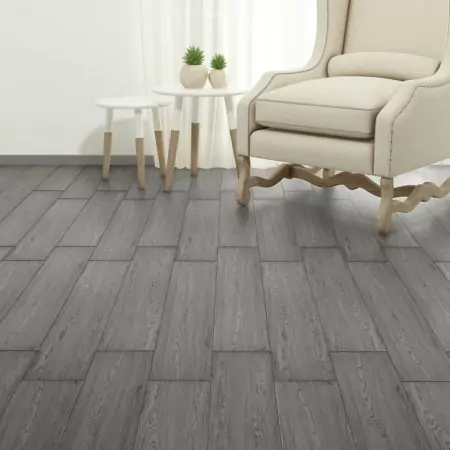 Listoni Pavimenti Autoadesivi in PVC 2,51 m² 2mm Grigio Scuro