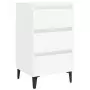 Comodino con Gambe in Metallo Bianco 40x35x69 cm