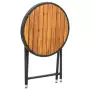 Tavolino da Tè Nero 60 cm in Polyrattan e Massello di Acacia