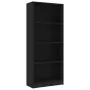 Libreria a 4 Ripiani Nera 60x24x142 cm in Truciolato