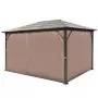 Gazebo con Tenda Marrone in Alluminio 400 x 300 cm