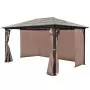 Gazebo con Tenda Marrone in Alluminio 400 x 300 cm