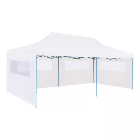 Tenda Pieghevole Pop-Up con Pareti Laterali 3x6m Acciaio Bianco