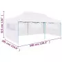 Tenda Pieghevole Pop-Up con Pareti Laterali 3x6m Acciaio Bianco