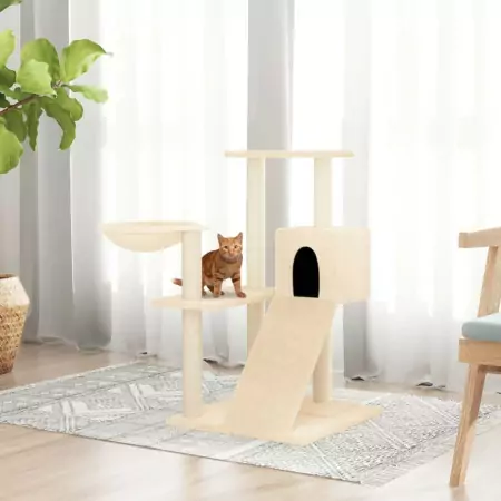 Albero per Gatti con Tiragraffi in Sisal Crema 82 cm