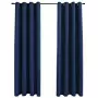 Tende Oscuranti con Anelli in Metallo 2 pz Blu 140x225 cm