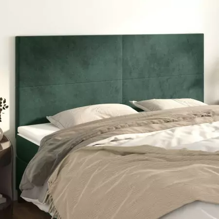 Testiere 4 pz Verde Scuro 100x5x78/88 cm in Velluto