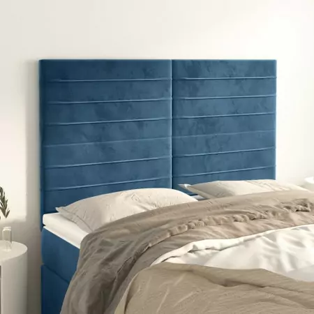 Testiere 4 pz Blu Scuro 72x5x78/88 cm in Velluto