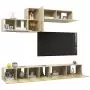 Set Porta TV 6 pz Rovere Sonoma in Truciolato