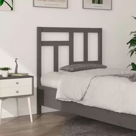 Testiera per Letto Grigia 95,5x4x100 cm Legno Massello di Pino