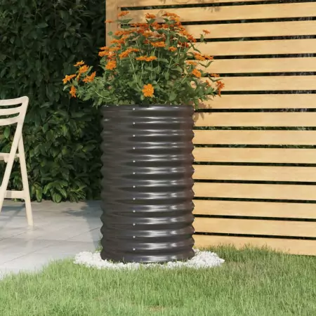 Vaso Giardino Acciaio Verniciato Polvere 40x40x68 cm Antracite