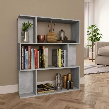 Libreria/Divisorio Grigio Calcestruzzo 80x24x96cm in Truciolato