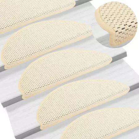 Tappeti Autoadesivi Scale Aspetto Sisal 15 pz 65x25 cm Crema