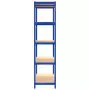 Scaffali a 5 Ripiani 3 pz Blu in Acciaio e Legno Multistrato