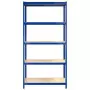 Scaffali a 5 Ripiani 4 pz Blu in Acciaio e Legno Multistrato