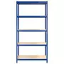 Scaffali a 5 Ripiani 4 pz Blu in Acciaio e Legno Multistrato