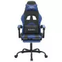 Sedia da Gaming Girevole con Poggiapiedi Nero e Blu Similpelle