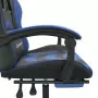 Sedia da Gaming Girevole con Poggiapiedi Nero e Blu Similpelle