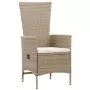 Sedie da Esterno 2 pz con Cuscini in Polyrattan Beige