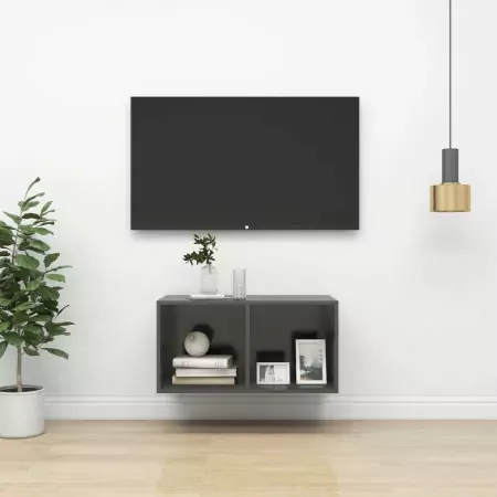 Armadietto da Parete per TV Grigio 37x37x72 cm in Truciolato