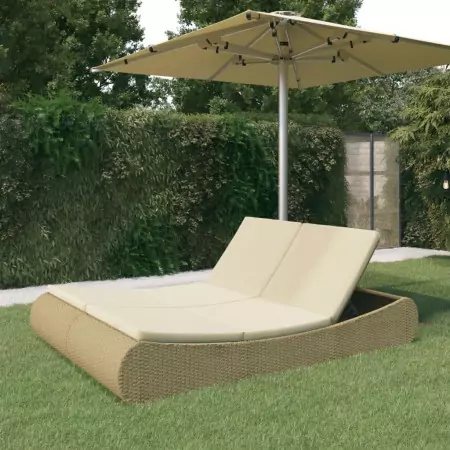 Lettino Prendisole in Polyrattan Beige