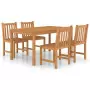 Set da Pranzo per Esterni 5 pz in Legno Massello di Teak