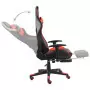 Sedia da Gaming Girevole con Poggiapiedi Rossa in PVC