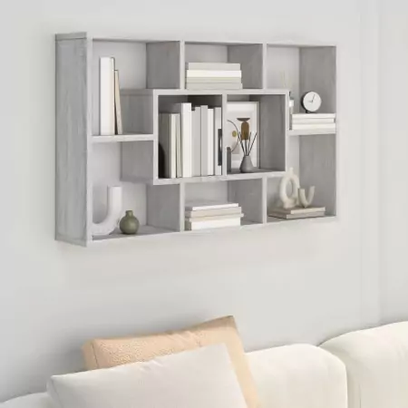 Mensola a Muro Grigio Sonoma 85x16x52,5 cm in Legno Multistrato