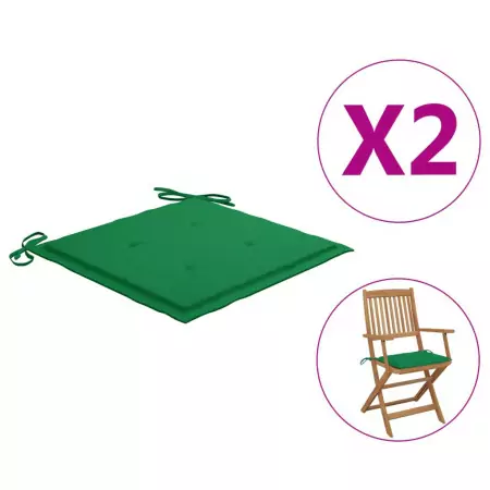 Cuscini per Sedie da Giardino 2 pz Verdi 40x40x3 cm in Tessuto