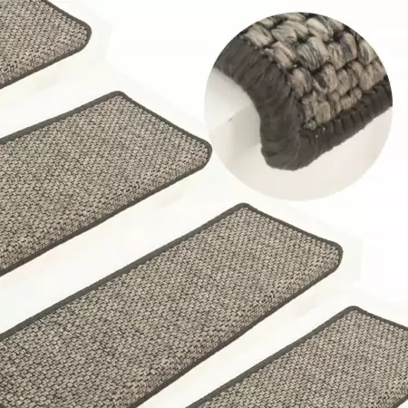 Tappeti Autoadesivi Scale Sisal 15pz 65x25cm Grigio e Beige