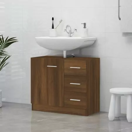 Mobile Lavabo Rovere Marrone 63x30x54 cm in Legno Multistrato