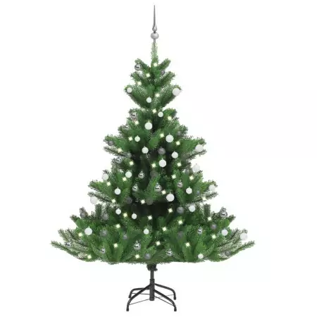 Albero Natale Artificiale Abete Nordmann LED Palline Verde180cm
