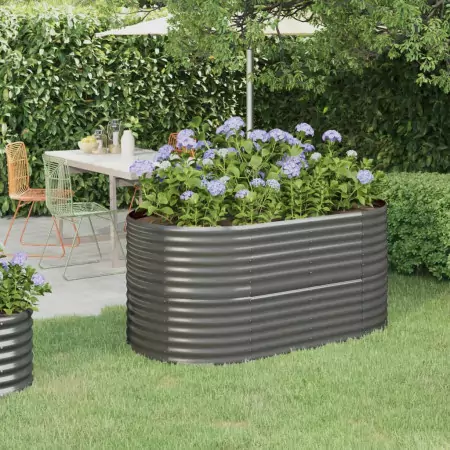 Vaso da Giardino Acciaio Verniciato Polvere 152x80x68 cm Grigio