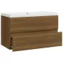 Mobile Bagno Lavabo Integrato Rovere Marrone Legno Multistrato